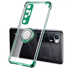 Coque Ultra Slim Silicone Souple Housse Etui Transparente avec Support Bague Anneau Aimante Magnetique S01 pour Xiaomi Mi 10 Ultra Vert