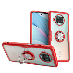 Coque Ultra Slim Silicone Souple Housse Etui Transparente avec Support Bague Anneau Aimante Magnetique ZL1 pour Xiaomi Mi 10i 5G Rouge