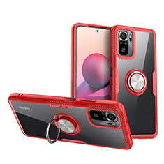 Coque Ultra Slim Silicone Souple Housse Etui Transparente avec Support Bague Anneau Aimante Magnetique ZL1 pour Xiaomi Poco M5S Rouge