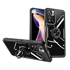 Coque Ultra Slim Silicone Souple Housse Etui Transparente avec Support Bague Anneau Aimante Magnetique ZL1 pour Xiaomi Poco X4 NFC Noir