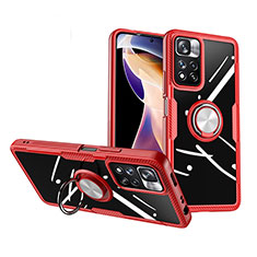 Coque Ultra Slim Silicone Souple Housse Etui Transparente avec Support Bague Anneau Aimante Magnetique ZL1 pour Xiaomi Redmi Note 11 Pro+ Plus 5G Rouge