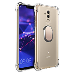 Coque Ultra Slim Silicone Souple Housse Etui Transparente avec Support Bague Anneau Aimante S01 pour Huawei Mate 20 Lite Or