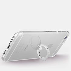 Coque Ultra Slim Silicone Souple Housse Etui Transparente avec Support Bague Anneau S01 pour Apple iPhone 6 Argent