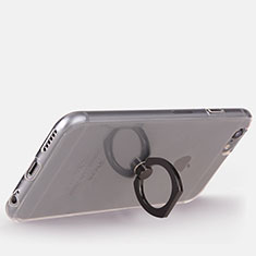 Coque Ultra Slim Silicone Souple Housse Etui Transparente avec Support Bague Anneau S01 pour Apple iPhone 6 Noir