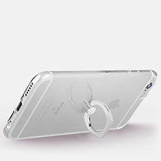 Coque Ultra Slim Silicone Souple Housse Etui Transparente avec Support Bague Anneau S01 pour Apple iPhone 6S Argent