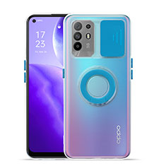 Coque Ultra Slim Silicone Souple Housse Etui Transparente avec Support pour Oppo A94 5G Bleu