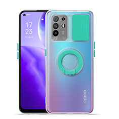 Coque Ultra Slim Silicone Souple Housse Etui Transparente avec Support pour Oppo A94 5G Cyan