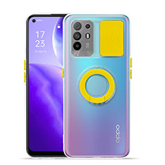 Coque Ultra Slim Silicone Souple Housse Etui Transparente avec Support pour Oppo A94 5G Jaune