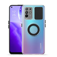 Coque Ultra Slim Silicone Souple Housse Etui Transparente avec Support pour Oppo F19 Pro+ Plus 5G Noir