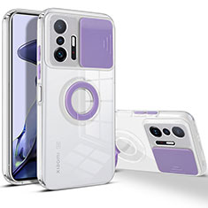 Coque Ultra Slim Silicone Souple Housse Etui Transparente avec Support pour Xiaomi Mi 11T 5G Violet