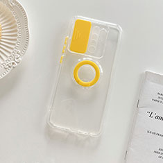 Coque Ultra Slim Silicone Souple Housse Etui Transparente avec Support pour Xiaomi Poco M2 Jaune