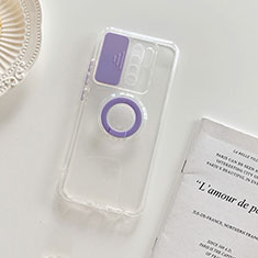 Coque Ultra Slim Silicone Souple Housse Etui Transparente avec Support pour Xiaomi Redmi 9 Prime India Violet