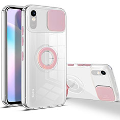 Coque Ultra Slim Silicone Souple Housse Etui Transparente avec Support pour Xiaomi Redmi 9i Rose