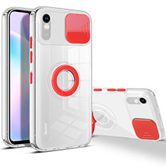 Coque Ultra Slim Silicone Souple Housse Etui Transparente avec Support pour Xiaomi Redmi 9i Rouge