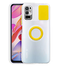 Coque Ultra Slim Silicone Souple Housse Etui Transparente avec Support pour Xiaomi Redmi Note 10 5G Jaune