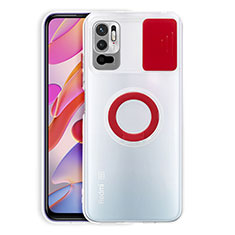 Coque Ultra Slim Silicone Souple Housse Etui Transparente avec Support pour Xiaomi Redmi Note 11 SE 5G Rouge