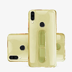Coque Ultra Slim Silicone Souple Housse Etui Transparente avec Support S01 pour Huawei P20 Lite Or