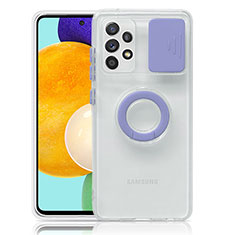 Coque Ultra Slim Silicone Souple Housse Etui Transparente avec Support S01 pour Samsung Galaxy A52 5G Violet