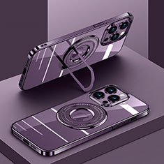 Coque Ultra Slim Silicone Souple Transparente avec Mag-Safe Magnetic Magnetique AC1 pour Apple iPhone 13 Pro Violet