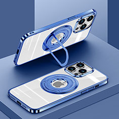 Coque Ultra Slim Silicone Souple Transparente avec Mag-Safe Magnetic Magnetique AC1 pour Apple iPhone 15 Pro Bleu