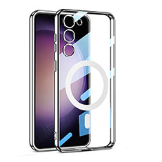 Coque Ultra Slim Silicone Souple Transparente avec Mag-Safe Magnetic Magnetique AC1 pour Samsung Galaxy S23 5G Argent