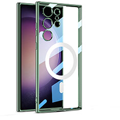 Coque Ultra Slim Silicone Souple Transparente avec Mag-Safe Magnetic Magnetique AC1 pour Samsung Galaxy S23 Ultra 5G Vert