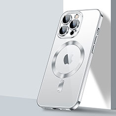 Coque Ultra Slim Silicone Souple Transparente avec Mag-Safe Magnetic Magnetique LD2 pour Apple iPhone 13 Pro Max Argent