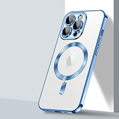 Coque Ultra Slim Silicone Souple Transparente avec Mag-Safe Magnetic Magnetique LD2 pour Apple iPhone 13 Pro Max Bleu