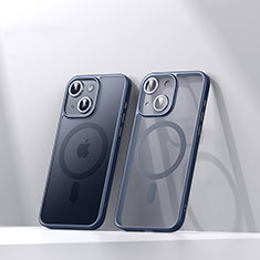 Coque Ultra Slim Silicone Souple Transparente avec Mag-Safe Magnetic Magnetique LD4 pour Apple iPhone 14 Bleu