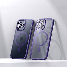 Coque Ultra Slim Silicone Souple Transparente avec Mag-Safe Magnetic Magnetique LD4 pour Apple iPhone 16 Pro Violet