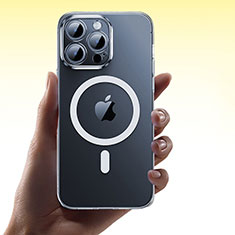 Coque Ultra Slim Silicone Souple Transparente avec Mag-Safe Magnetic Magnetique M01 pour Apple iPhone 14 Pro Clair