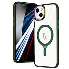 Coque Ultra Slim Silicone Souple Transparente avec Mag-Safe Magnetic Magnetique SD1 pour Apple iPhone 13 Vert