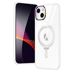 Coque Ultra Slim Silicone Souple Transparente avec Mag-Safe Magnetic Magnetique SD1 pour Apple iPhone 15 Argent