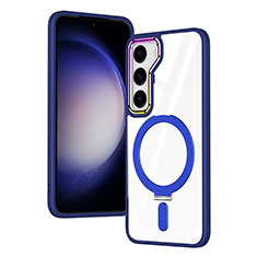 Coque Ultra Slim Silicone Souple Transparente avec Mag-Safe Magnetic Magnetique SD1 pour Samsung Galaxy S22 5G Bleu