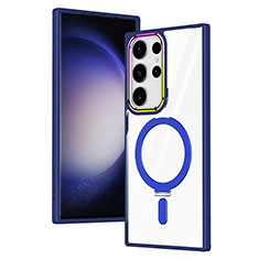 Coque Ultra Slim Silicone Souple Transparente avec Mag-Safe Magnetic Magnetique SD1 pour Samsung Galaxy S22 Ultra 5G Bleu