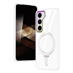 Coque Ultra Slim Silicone Souple Transparente avec Mag-Safe Magnetic Magnetique SD1 pour Samsung Galaxy S24 Plus 5G Argent