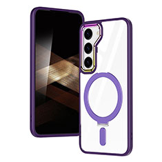 Coque Ultra Slim Silicone Souple Transparente avec Mag-Safe Magnetic Magnetique SD1 pour Samsung Galaxy S25 5G Violet