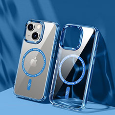 Coque Ultra Slim Silicone Souple Transparente avec Mag-Safe Magnetic Magnetique TB1 pour Apple iPhone 13 Bleu