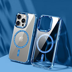 Coque Ultra Slim Silicone Souple Transparente avec Mag-Safe Magnetic Magnetique TB1 pour Apple iPhone 13 Pro Bleu