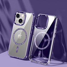 Coque Ultra Slim Silicone Souple Transparente avec Mag-Safe Magnetic Magnetique TB1 pour Apple iPhone 13 Violet