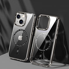 Coque Ultra Slim Silicone Souple Transparente avec Mag-Safe Magnetic Magnetique TB1 pour Apple iPhone 15 Plus Gris