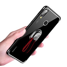 Coque Ultra Slim Silicone Souple Transparente avec Support Bague Anneau pour Huawei Nova 3e Noir