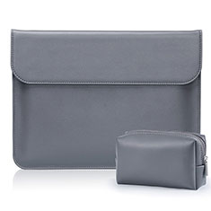 Double Pochette Housse Cuir L01 pour Samsung Galaxy Book Flex 13.3 NP930QCG Gris