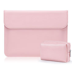 Double Pochette Housse Cuir L01 pour Samsung Galaxy Book Flex 13.3 NP930QCG Rose