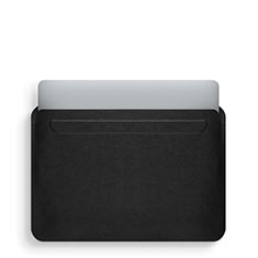 Double Pochette Housse Cuir L02 pour Apple MacBook Pro 13 pouces Noir