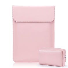 Double Pochette Housse Cuir L02 pour Samsung Galaxy Book Flex 15.6 NP950QCG Rose