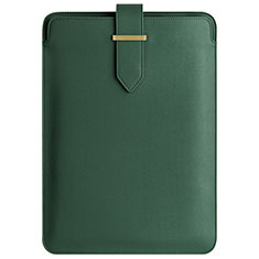 Double Pochette Housse Cuir L04 pour Apple MacBook Air 13.3 pouces (2018) Vert