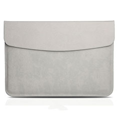 Double Pochette Housse Cuir L06 pour Apple MacBook 12 pouces Gris