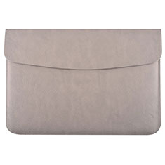 Double Pochette Housse Cuir L15 pour Apple MacBook 12 pouces Gris