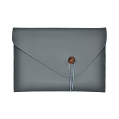 Double Pochette Housse Cuir L22 pour Apple MacBook 12 pouces Gris